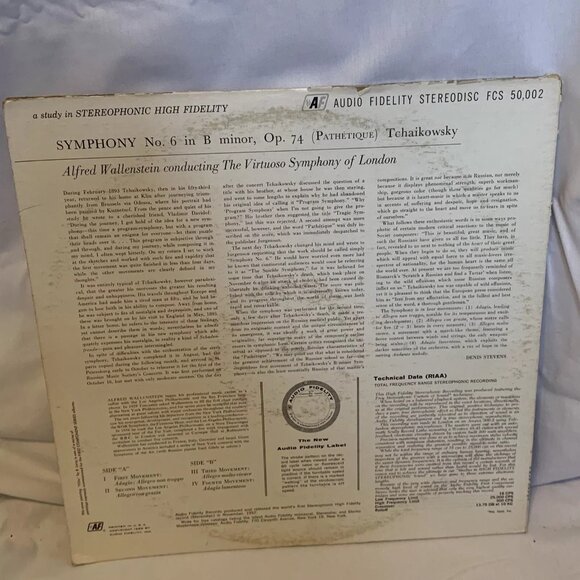 Symphony VI (Pathétique) In B Minor Opus 74 (Vinyl, 1959) Audio Fidelity VG+ - Picture 3 of 9